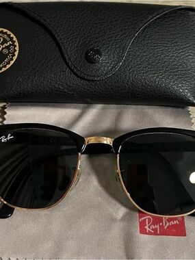 Ray-Ban Clubmaster Sunglasses with black and gold frame
